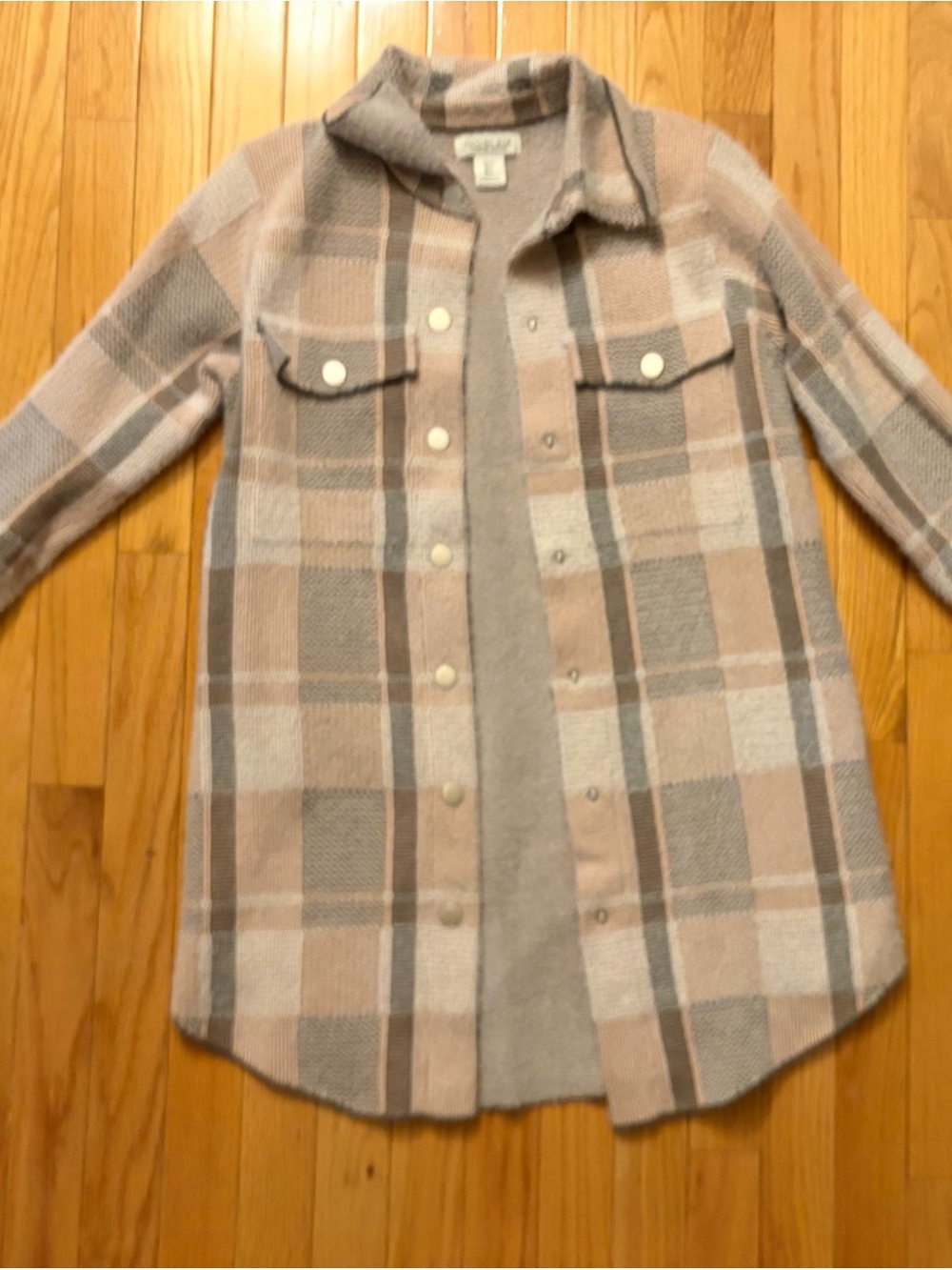Womens Plaid Button-Front sweater Shacket in Neutral Tones
